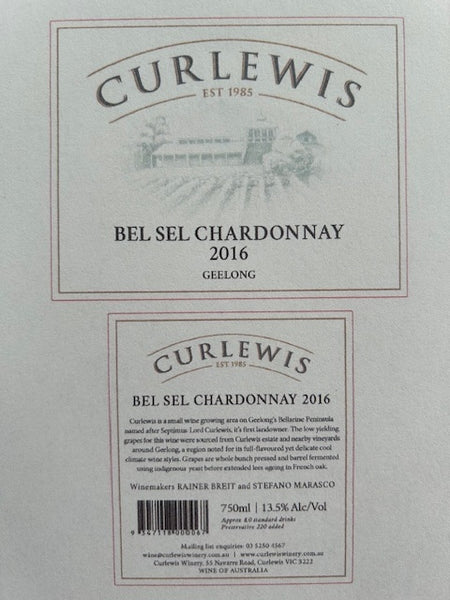 Bel Sel Chardonnay 2016 - Dozen (Normally $50 a bottle/$600 case)